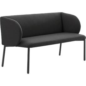 Sofa Leyform LIV, 2-Sitzer, rechteckig, B 1270 x T 620 x H 740 mm, mit Armlehnen & Gleitern, Stoffbezug, anthrazit