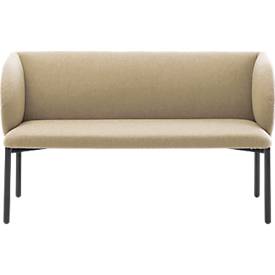 Sofa Leyform LIV, 2-Sitzer, rechteckig, B 1270 x T 620 x H 740 mm, mit Armlehnen & Gleitern, Stoffbezug, beige