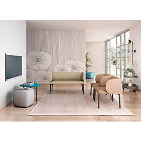 Sofa Leyform LIV, 2-Sitzer, rechteckig, B 1270 x T 620 x H 740 mm, mit Armlehnen & Gleitern, Stoffbezug, beige