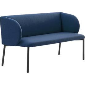 Sofa Leyform LIV, 2-Sitzer, rechteckig, B 1270 x T 620 x H 740 mm, mit Armlehnen & Gleitern, Stoffbezug, dunkelblau