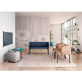 Sofa Leyform LIV, 2-Sitzer, rechteckig, B 1270 x T 620 x H 740 mm, mit Armlehnen & Gleitern, Stoffbezug, dunkelblau