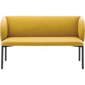 Sofa Leyform LIV, 2-Sitzer, rechteckig, B 1270 x T 620 x H 740 mm, mit Armlehnen & Gleitern, Stoffbezug, gelb