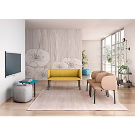 Sofa Leyform LIV, 2-Sitzer, rechteckig, B 1270 x T 620 x H 740 mm, mit Armlehnen & Gleitern, Stoffbezug, gelb