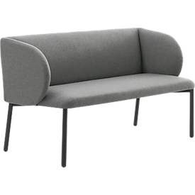 Sofa Leyform LIV, 2-Sitzer, rechteckig, B 1270 x T 620 x H 740 mm, mit Armlehnen & Gleitern, Stoffbezug, grau