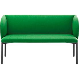 Sofa Leyform LIV, 2-Sitzer, rechteckig, B 1270 x T 620 x H 740 mm, mit Armlehnen & Gleitern, Stoffbezug, grün
