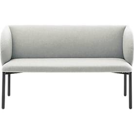 Sofa Leyform LIV, 2-Sitzer, rechteckig, B 1270 x T 620 x H 740 mm, mit Armlehnen & Gleitern, Stoffbezug, hellgrau