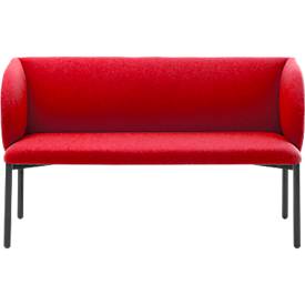 Sofa Leyform LIV, 2-Sitzer, rechteckig, B 1270 x T 620 x H 740 mm, mit Armlehnen & Gleitern, Stoffbezug, rot