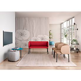Sofa Leyform LIV, 2-Sitzer, rechteckig, B 1270 x T 620 x H 740 mm, mit Armlehnen & Gleitern, Stoffbezug, rot