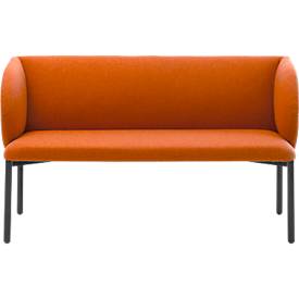 Sofa Leyform LIV, 2-Sitzer, rechteckig, B 1270 x T 620 x H 740 mm, mit Armlehnen & Gleitern, Stoffbezug, terracotta