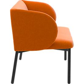 Sofa Leyform LIV, 2-Sitzer, rechteckig, B 1270 x T 620 x H 740 mm, mit Armlehnen & Gleitern, Stoffbezug, terracotta