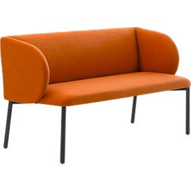 Sofa Leyform LIV, 2-Sitzer, rechteckig, B 1270 x T 620 x H 740 mm, mit Armlehnen & Gleitern, Stoffbezug, terracotta