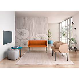Sofa Leyform LIV, 2-Sitzer, rechteckig, B 1270 x T 620 x H 740 mm, mit Armlehnen & Gleitern, Stoffbezug, terracotta