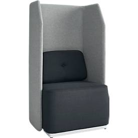 Soft-Seating-System BE SOFT, 1 oder 2 Sitze, mit/ohne Tisch, m. Akustik-Panel, schwarz-grau