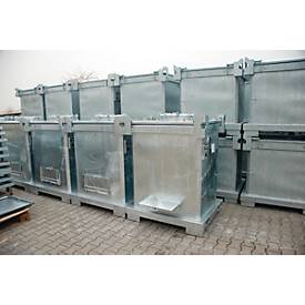 Sonderabfall-Behälter BAUER SAF 1000, Stahlblech, feuerverzinkt, abschließbar, B 1200 x T 1000 x H 1400 mm