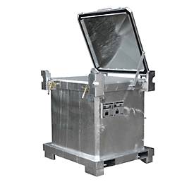 Sonderabfall-Behälter BAUER SAP 800-1, Stahlblech, feuerverzinkt, stapelbar, B 1200 x T 1000 x H 1235 mm