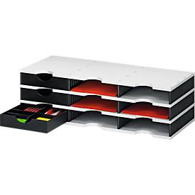 Sortierstation Set Styro styrodoc Trio, 3 Schubladen & 9 Fächer, schwarz-grau/schwarz