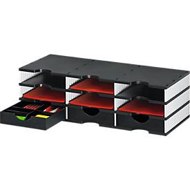 Sortierstation Set Styro styrodoc Trio, 3 Schubladen & 9 Fächer, weiß-schwarz/schwarz