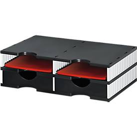 Sortierstation Set Styro styrodoc Trio, 4 Fächer, weiß-schwarz/schwarz