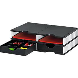 Sortierstation Set Styro styrodoc Trio, 4 Fächer, weiß-schwarz/schwarz