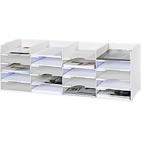 Sortierstation, weiß, 20 Fächer für 240 x 320 mm Formate, B 897 x T 304 x H 313 mm