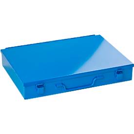 Sortimentskoffer ADB, leer, 8-fache Einteilung, abschließbar, mit Griff, B 330 x T 230 x H 50 mm, Stahl & ABS-Kunststoff, lichtblau RAL 5012
