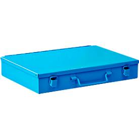 Sortimentskoffer ADB, leer, ohne Einteilung, abschließbar, mit Griff, B 335 x T 230 x H 50 mm, Stahl & ABS-Kunststoff, himmelblau RAL 5012