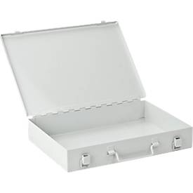 Sortimentskoffer ADB, leer, ohne Einteilung, abschließbar, mit Griff, B 335 x T 230 x H 50 mm, Stahl & ABS-Kunststoff, lichtgrau RAL 7035