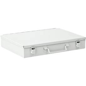 Sortimentskoffer ADB, leer, ohne Einteilung, abschließbar, mit Griff, B 335 x T 230 x H 50 mm, Stahl & ABS-Kunststoff, lichtgrau RAL 7035