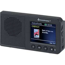 Soundmaster DAB+ Radio mit Bluetooth®, Farbdisplay, Akku, USB-C, Weckfunktion, B 123 x T 25 x H 65 mm