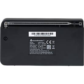 Soundmaster DAB+ Radio mit Bluetooth®, Farbdisplay, Akku, USB-C, Weckfunktion, B 123 x T 25 x H 65 mm