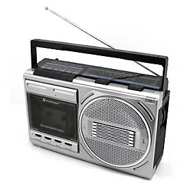 Soundmaster Retro Radio-Kassettenrekorder RR20SI, UKW/MW/KW, USB/MP3/Bluetooth, integriertes Mikrofon, Netz- und Batteriebetrieb, schwarz