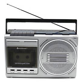 Soundmaster Retro Radio-Kassettenrekorder RR20SI, UKW/MW/KW, USB/MP3/Bluetooth, integriertes Mikrofon, Netz- und Batteriebetrieb, schwarz