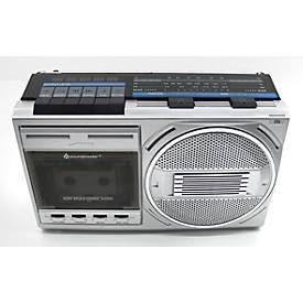 Soundmaster Retro Radio-Kassettenrekorder RR20SI, UKW/MW/KW, USB/MP3/Bluetooth, integriertes Mikrofon, Netz- und Batteriebetrieb, schwarz