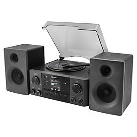 Soundmaster Stereo-Musikcenter MCD1950SW, DAB+/UKW, CD/MP3, USB/Bluetooth, integrierter Plattenspieler, Fernbedienung, schwarz