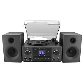Soundmaster Stereo-Musikcenter MCD1950SW, DAB+/UKW, CD/MP3, USB/Bluetooth, integrierter Plattenspieler, Fernbedienung, schwarz