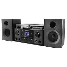 Soundmaster Stereo-Musikcenter MCD1950SW, DAB+/UKW, CD/MP3, USB/Bluetooth, integrierter Plattenspieler, Fernbedienung, schwarz