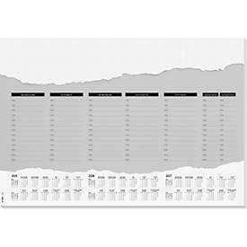 Sous-main Sigel Weekly Planner, A2, 52 feuilles, agenda journalier et semainier, calendrier multilingue sur 3 ans pour 2025-2027, papier FSC®-Mix, gris-blanc
