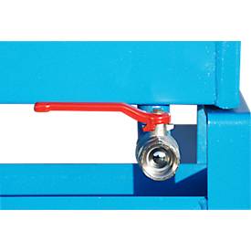 Späne-Kippbehälter Bauer SKW-ET 400, Stahl, blau, B 1320 x T 900 x H 1090 mm, 400 l, bis 300 kg, Rollen, manuelles Kippen, mit Einfahrttaschen