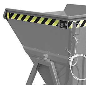 Späne-Kippmulde Bauer SKS 400, Stahl, grau, B 1220 x T 1050 x H 1115 mm, 400 l, bis 1000 kg, Rollen, Ablasshahn, Manuelle Kippvorrichtung
