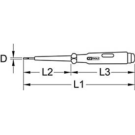 Spannungsprüfer mit Schutzisolierung 100-500 V, 140mm