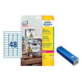Sparset Avery Zweckform Etiketten, wetterfest, 960 St. + gratis Powerbank