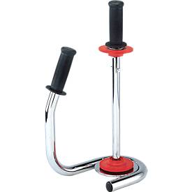 Sparset Handabroller für Stretchfolie + 6 Rollen Stretchfolie, Abroller für Rollen mit B 300-500 mm, Stretchfolie L 300 m x B 500 mm, PE, schwarz