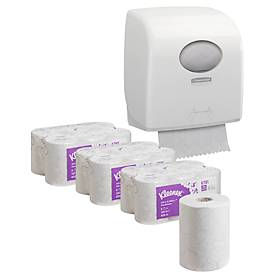 Sparset Kleenex® Ultra™ Slimroll™ Rollenpapiertücher 6781, 18 Rollen á 100 m + gratis Kimberly-Clark® Aquarius™ Slimroll™ Rollenhandtuchspender 7955, weiß