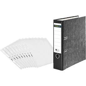 Sparset Ordner Schäfer Shop Select, DIN A4, Rückenbreite 80 mm, 20 Stück, schwarz + 50 Prospekthüllen Premium, DIN A4, transparent, glatt/klar
