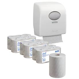 Sparset Scott® Essential™ Slimroll™ Rollenhandtücher 6695, 18 Rollen á 190 m + gratis Kimberly-Clark® Aquarius™ Slimroll™ Rollenhandtuchspender 7955, weiß