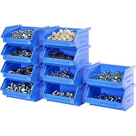 Sparset Sichtlagerkasten SSI Schäfer Serie PROFI LF 110, Polypropylen, L 92 x B 100 x H 51 mm, 0,26 l, blau, 10 Stück