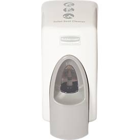 Sparset Spender für Toilettensitzreiniger Rubbermaid®, weiß-grau + 12 x Toilettensitz Reinigungsspray RVU3817 Nachfüllbeutel, jeweils 400 ml
