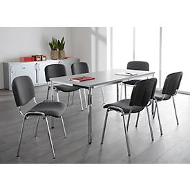 Sparset Stapelstühle ISO BASIC, Bezug anthrazit, 6 Stück + Tisch, B 1600 x T 800 mm, lichtgrau