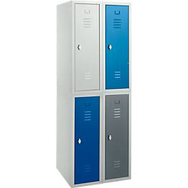 Spind, Stahlblech, Breite 315 mm, Sicherheitsdrehriegelverschluss, montiert, lichtblau