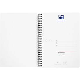 Spiralbuch OXFORD Office Essentials DIN A5, Doppelbindung, 90 Blatt liniert, ohne Mikroperforation, weiß, SCRIBZEE®-kompatibel, EU ECO Label, Deckel schwarz, 5 Stück